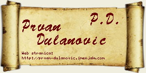 Prvan Dulanović vizit kartica